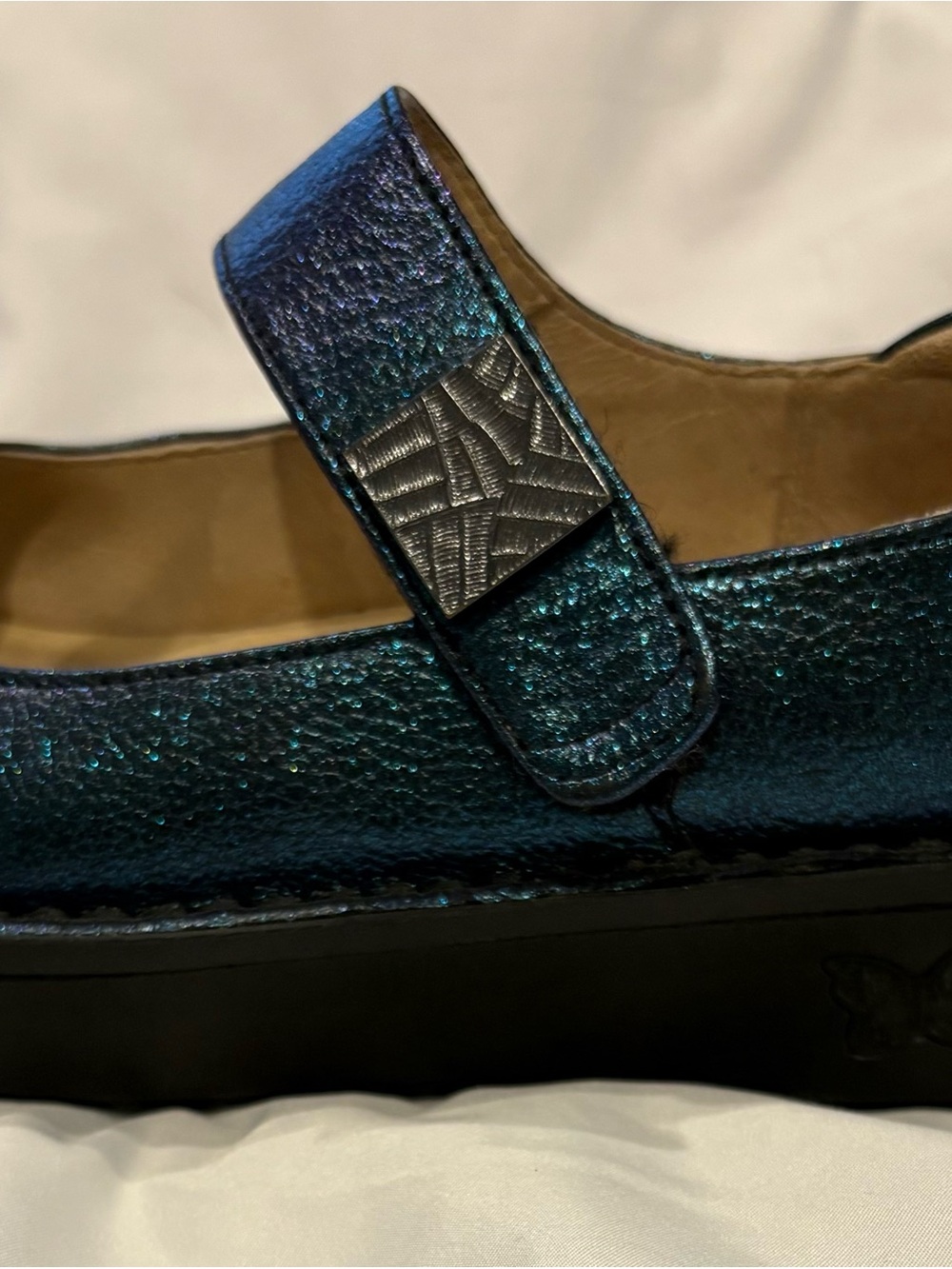Alegria Women’s Iridescent Teal/Purple Mary Jane Slip-On